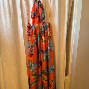 Fashion Nova Orange Tropical Print Girls Jumpsuit